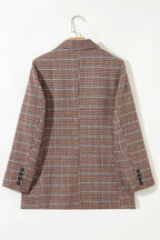 Blazer à revers pied-de-poule marron