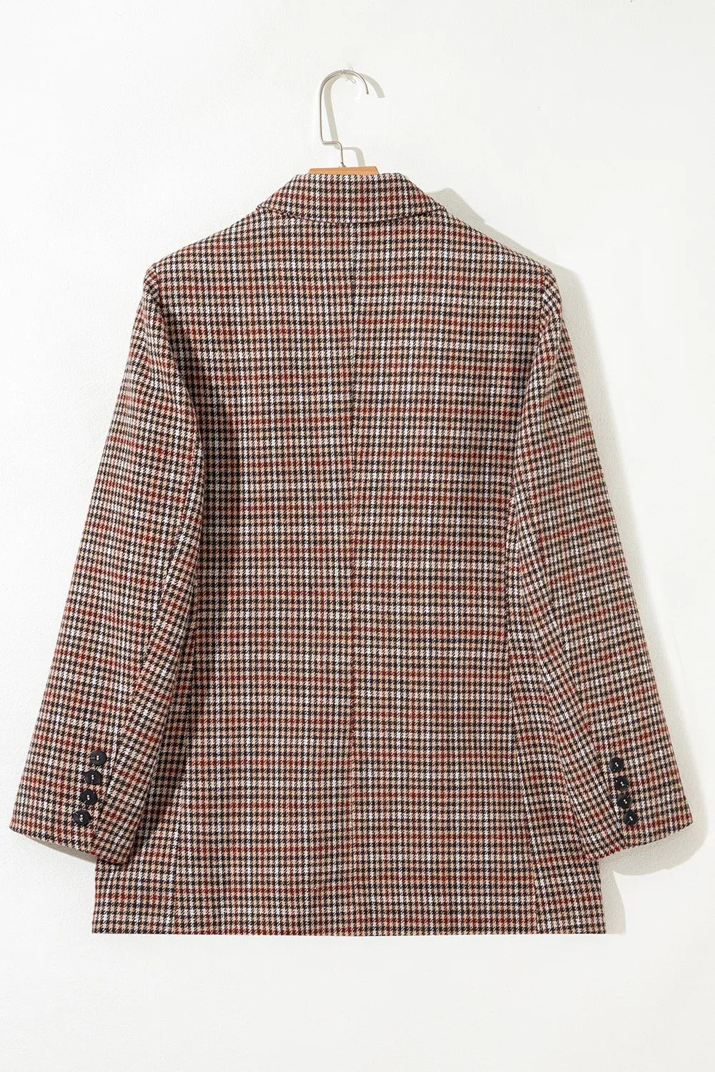 Blazer à revers pied-de-poule marron