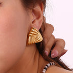 Boucles d'oreilles clous triangulaires en or 18 carats, style niche Ins, rétro, pour femmes, bijoux
