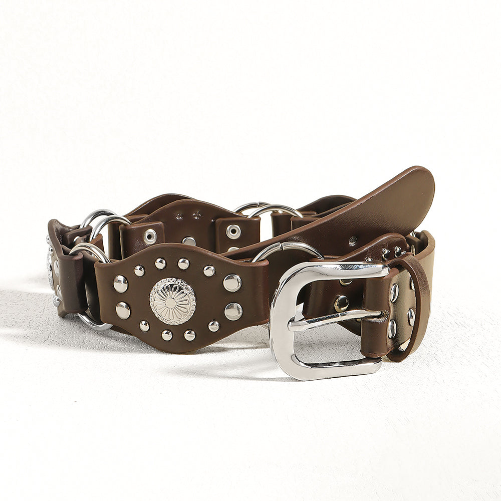 Ceintures vintage pour hommes et femmes avec jolie boucle métallique rivetée Accessoires de mode punk hip-hop