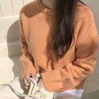 Pull uni à col rond pour femme