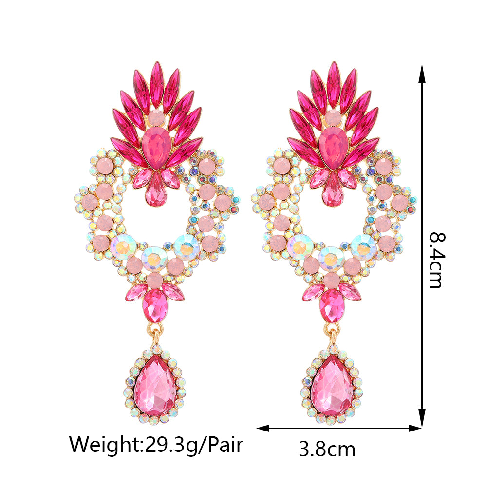 Boucles d'oreilles pendantes de luxe en strass larmées, grandes boucles d'oreilles élégantes tendance, bijoux de déclaration pour femmes, accessoires de fête, de bal et de mariage.