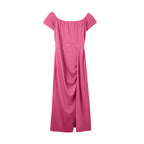 Robe Femme Taille Serrée Couleur Unie Tendance
