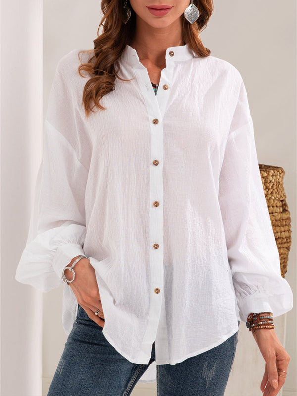 Nouveau Style Chemise à Manches Longues Coton Lin Cardigan Femme
