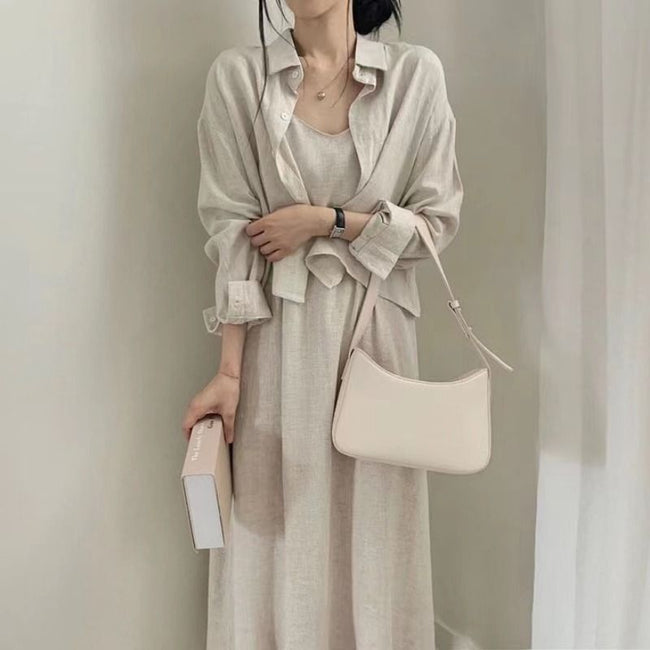 Ensemble deux pièces rétro anti-âge avec robe à bretelles pour femme Hover Image
