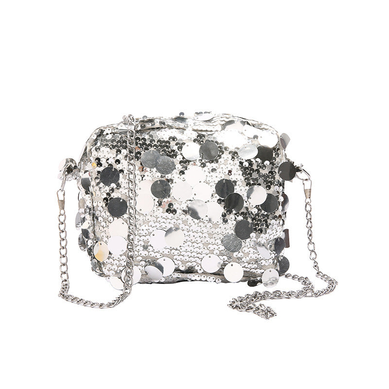 Sac bandoulière à chaîne à paillettes grande capacité pour femme