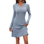 Robe tricotée unie pour femme automne et hiver
