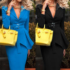 Ensemble deux pièces jupe tailleur de couleur unie, nouvelle collection automne et hiver