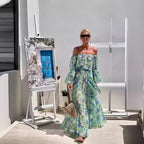 Robe imprimée en mousseline de soie pour les vacances à la plage de Bohème