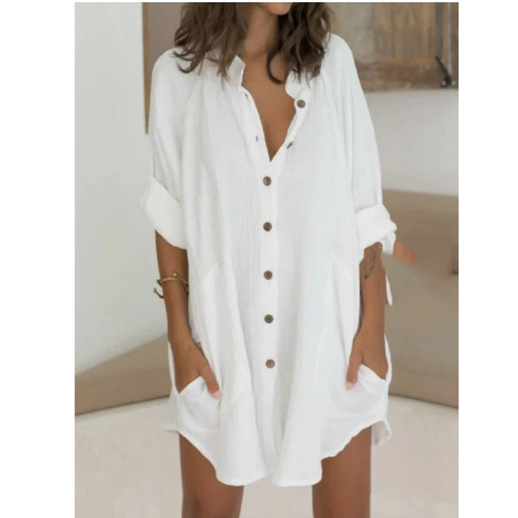 Chemise ample mi-longue à manches longues pour femme