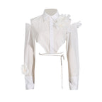Chemise nouée en maille florale à design irrégulier pour femme