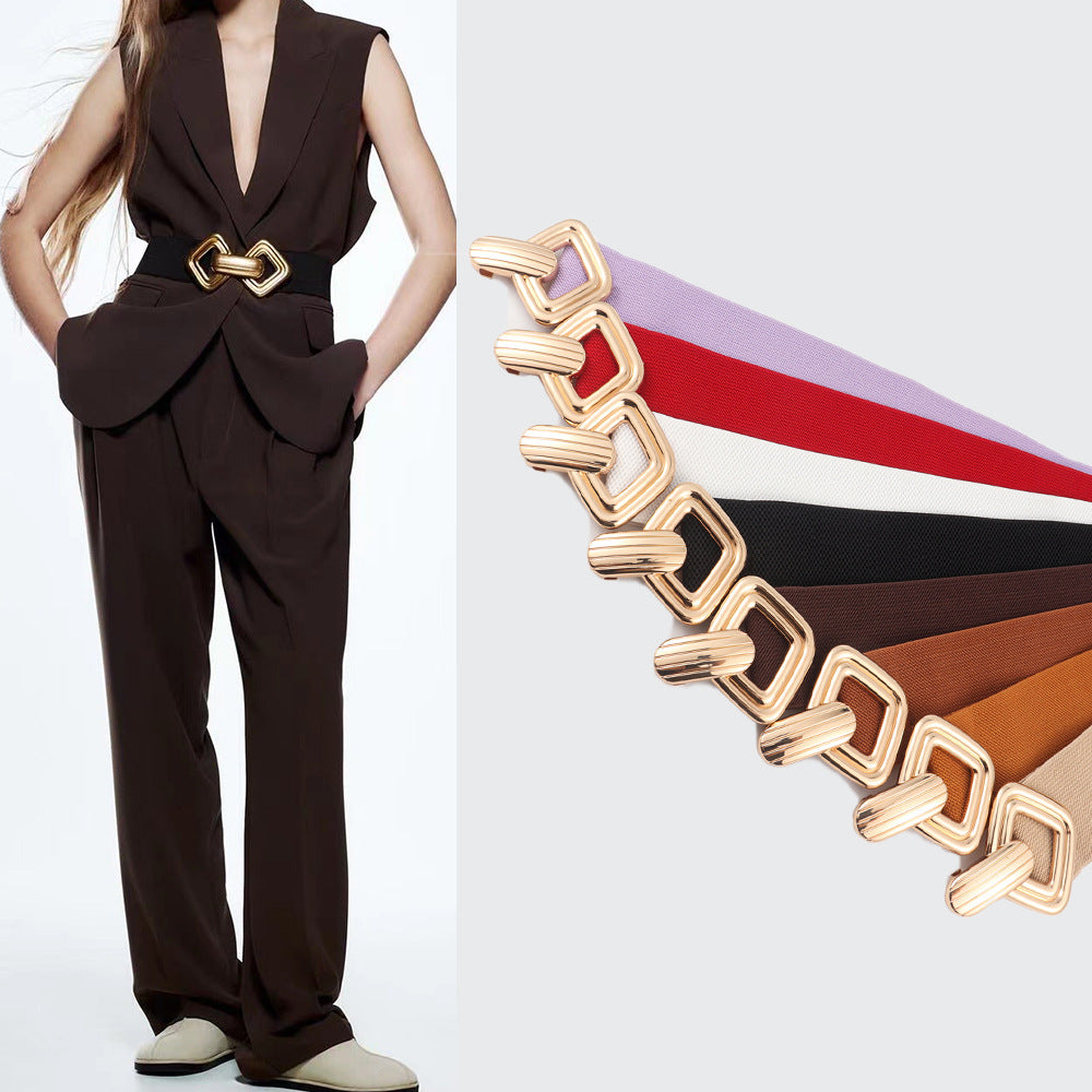 Décoration de joint de taille large pour femme avec ceinture élastique