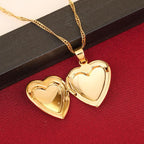 Collier avec pendentif cœur médaillon cadeau Saint-Valentin couleur or 24 carats bijoux fantaisie romantique pour femmes