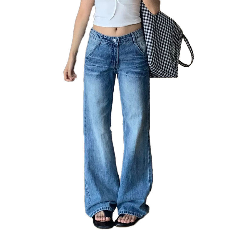 Jeans évasés style rétro américain pour femmes au printemps et à l'automne