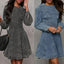Robe longue en jean à manches longues pour femmes, coupe cintrée, patchwork élégant