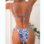 Maillot de bain bikini fleuri imprimé vintage pour femme