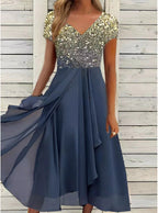 Robe en mousseline florale patchwork pour femme