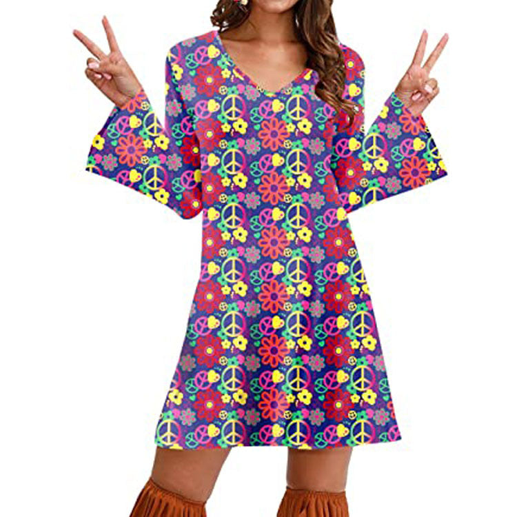 Robe imprimée hippie pour femme