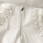 Short en cuir mince femme printemps et automne slim fermeture éclair