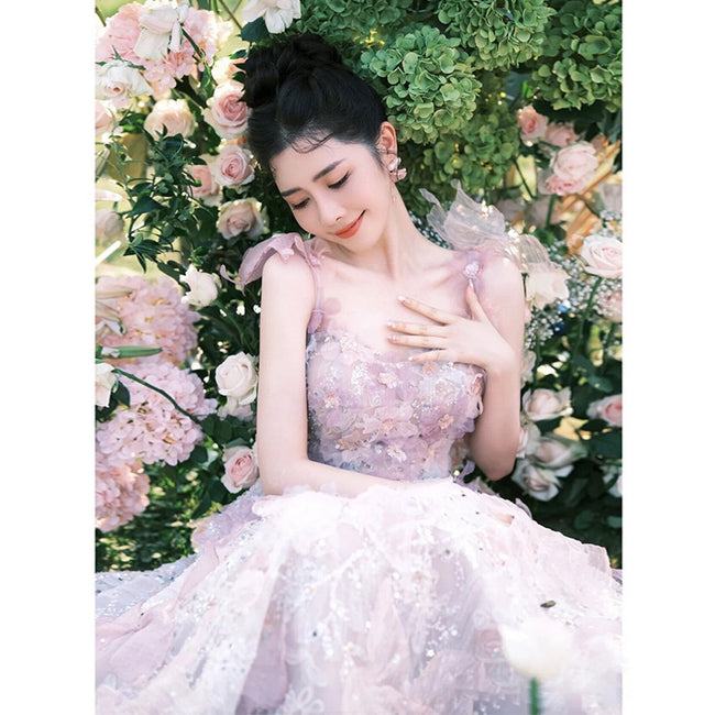Robe de soirée/fiançailles/mariage en dentelle de style trapèze Main Image