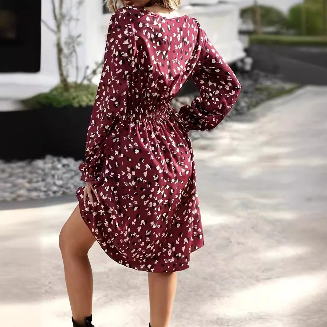 Robe longue imprimée à manches longues pour femmes
