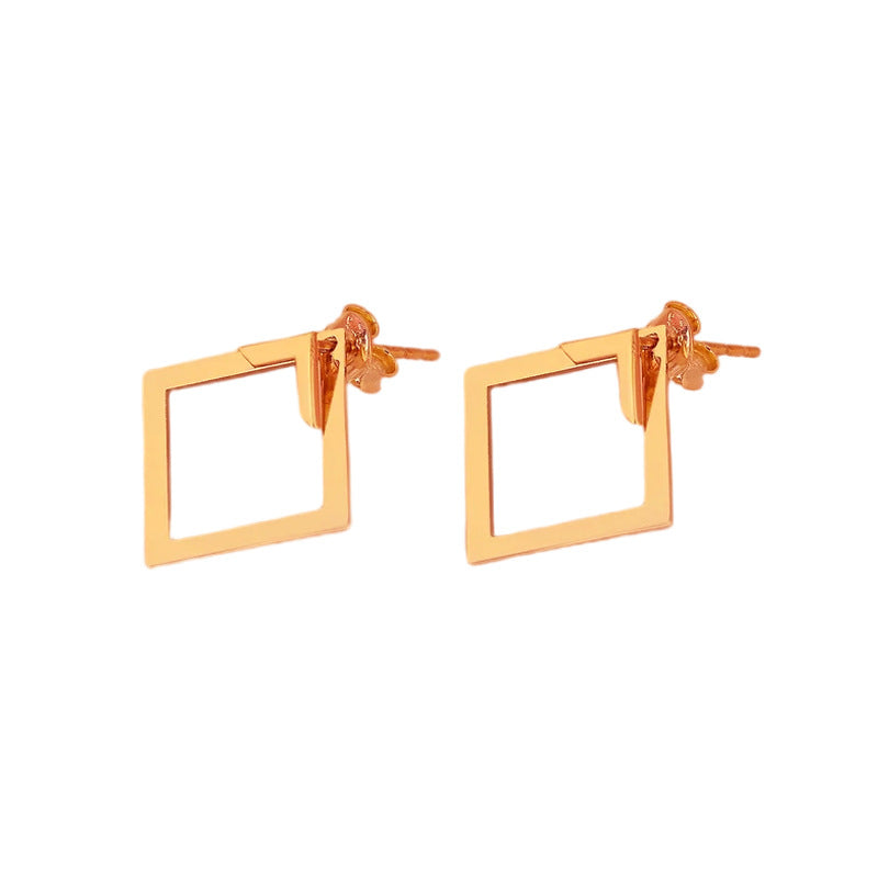 Boucles d'oreilles carrées géométriques simples de style européen et américain pour femmes, bijoux d'oreille en métal tendance et simples