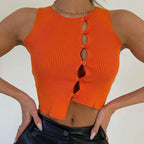 Cardigan en maille à col rond et boutonnage simple pour femme, coupe slim