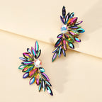 Boucles d'oreilles clous de luxe en cristal en forme d'ailes, strass scintillants, bijoux élégants pour femmes, soirée, mariage, bal de promo