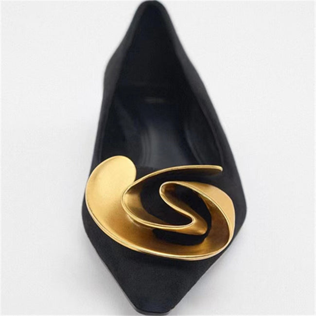 Women's Shoes Black High Heels Flower Suede Main Image