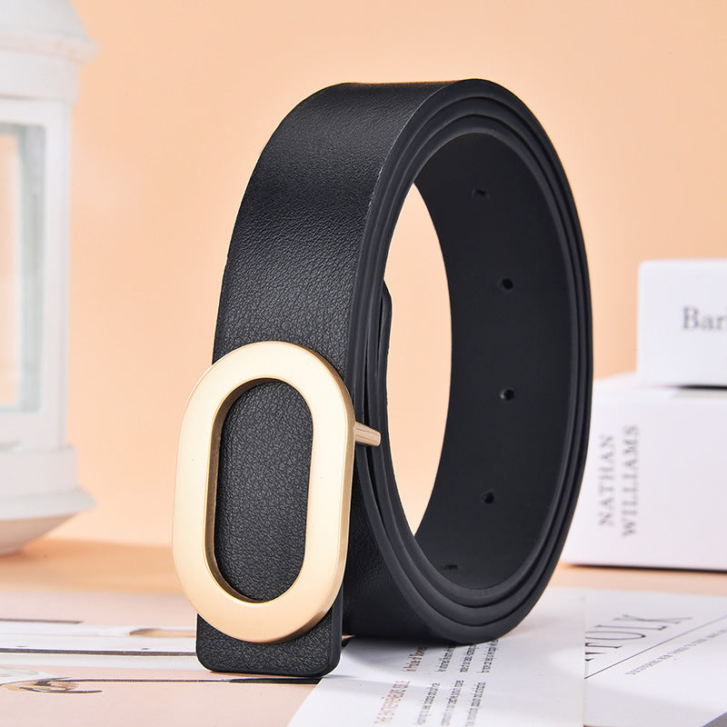 Ceinture pour femme à boucle ovale en alliage, simple et polyvalente