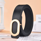 Ceinture pour femme à boucle ovale en alliage, simple et polyvalente