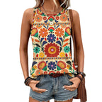 Gilet floral d'été sans manches pour femme