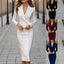 Robe blazer croisée pour femme, style mode, coupe ajustée, hanches enveloppées, col à revers, manches longues, robes de bureau, navette, longue veste, vêtement d'extérieur.