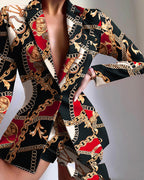 Blazer à revers multicolore européen et américain