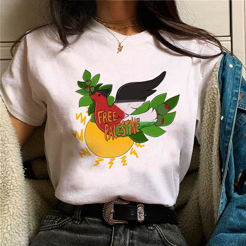 Palestine T-shirts Femme Bande dessinée Japonaise T-shirt Femme Drôle