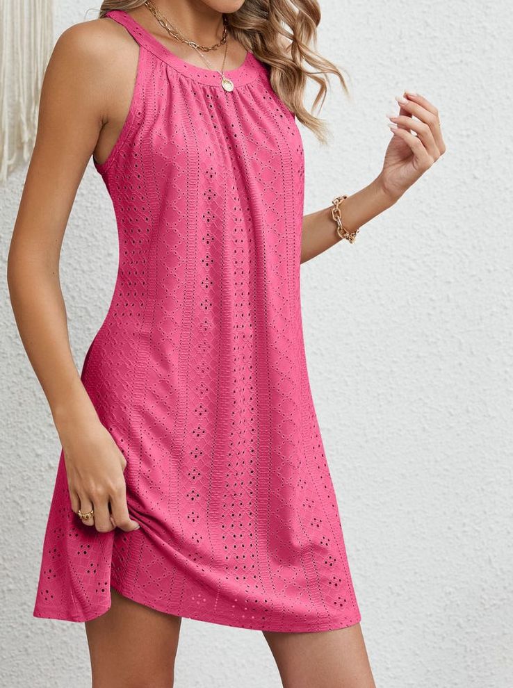 Gilet Robe Sans Manches Femme Creux au Crochet