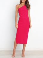Robe plissée asymétrique pour femme