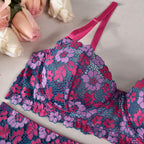 Maillot de Bain Bikini Brodé Contraste de Couleurs pour Femmes
