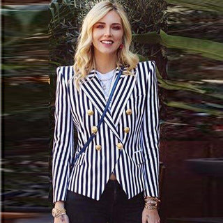 Slim-fitting Double-breasted Blazer With Vintage Stripes Hover Image