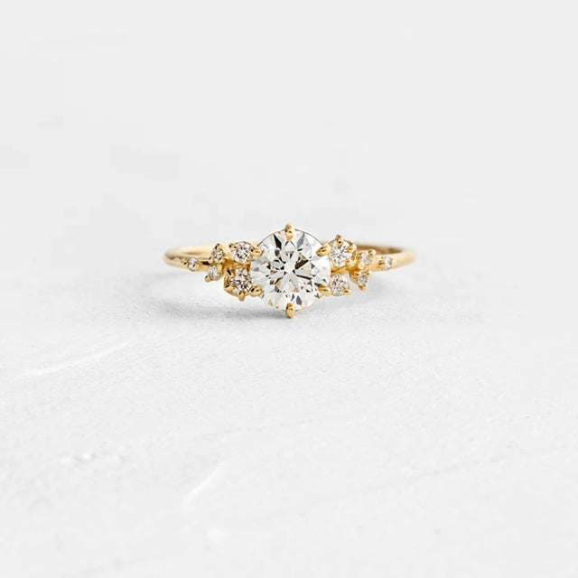 Bague ronde en argent sterling 925 avec zircons et cristaux pour femme