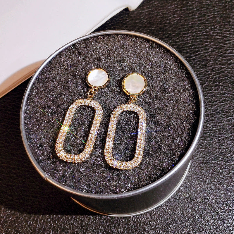 Boucles d'oreilles pendantes exagérées en strass pour femmes