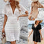 Robe de plage décolleté en V profond, motif vague, ajourée