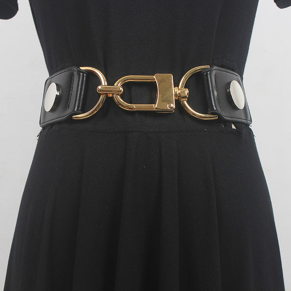 Ensemble jupe en métal élastique élégant avec ceinture taille haute