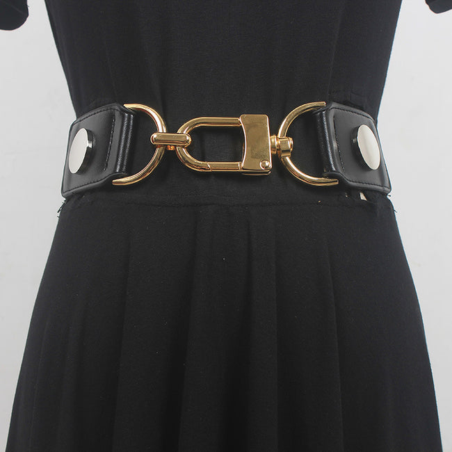 Ensemble jupe en métal élastique élégant avec ceinture taille haute Hover Image
