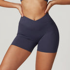 Short d'entraînement taille haute croisé pour femme