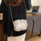 Sac bandoulière à chaîne à paillettes grande capacité pour femme