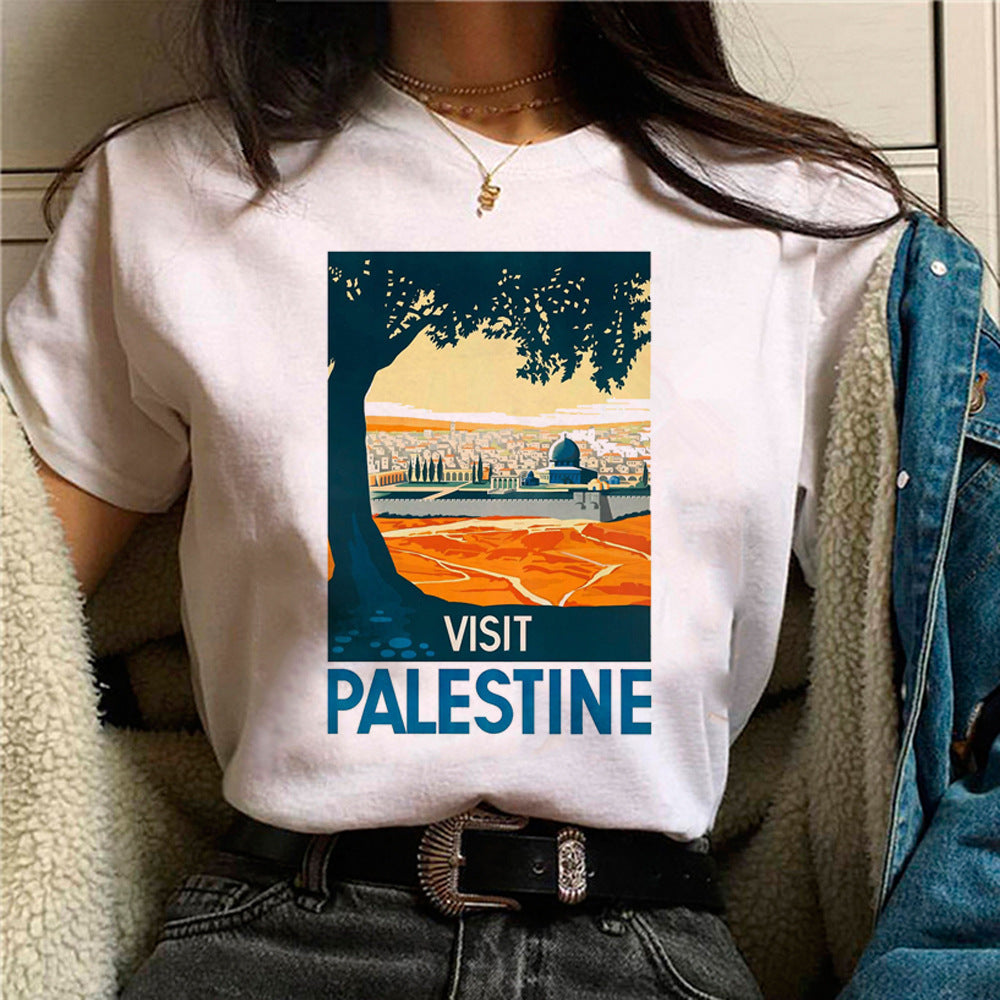 Palestine T-shirts Femme Bande dessinée Japonaise T-shirt Femme Drôle