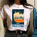 Palestine T-shirts Femme Bande dessinée Japonaise T-shirt Femme Drôle