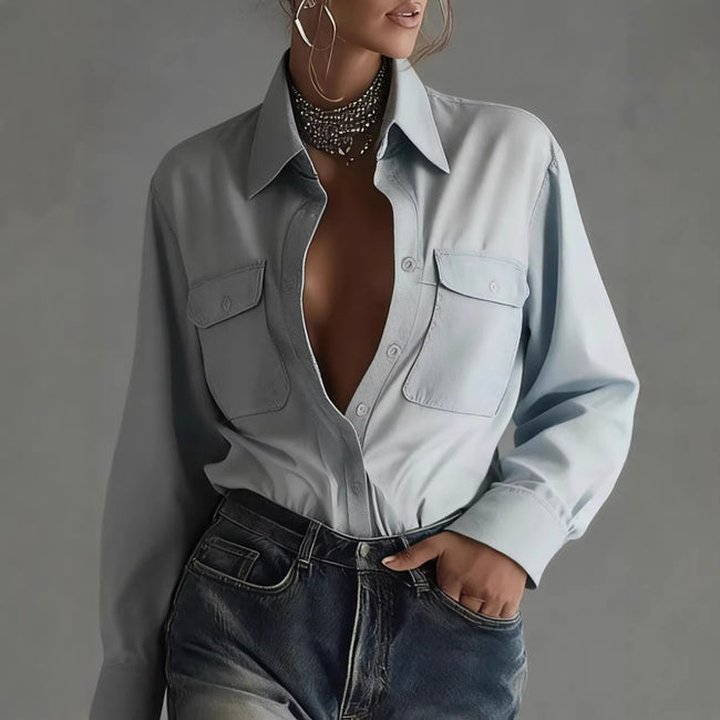 Chemise à col manches longues décontractée et élégante pour femme Main Image