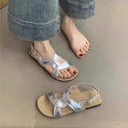 Sandales rétro à boucle et brides croisées pour femme – été